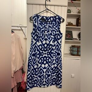 Blue and white work dress